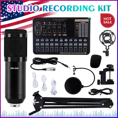 Home Studio Recording Kit Music Podcast Equipment Microphone Set Mixer Condenser