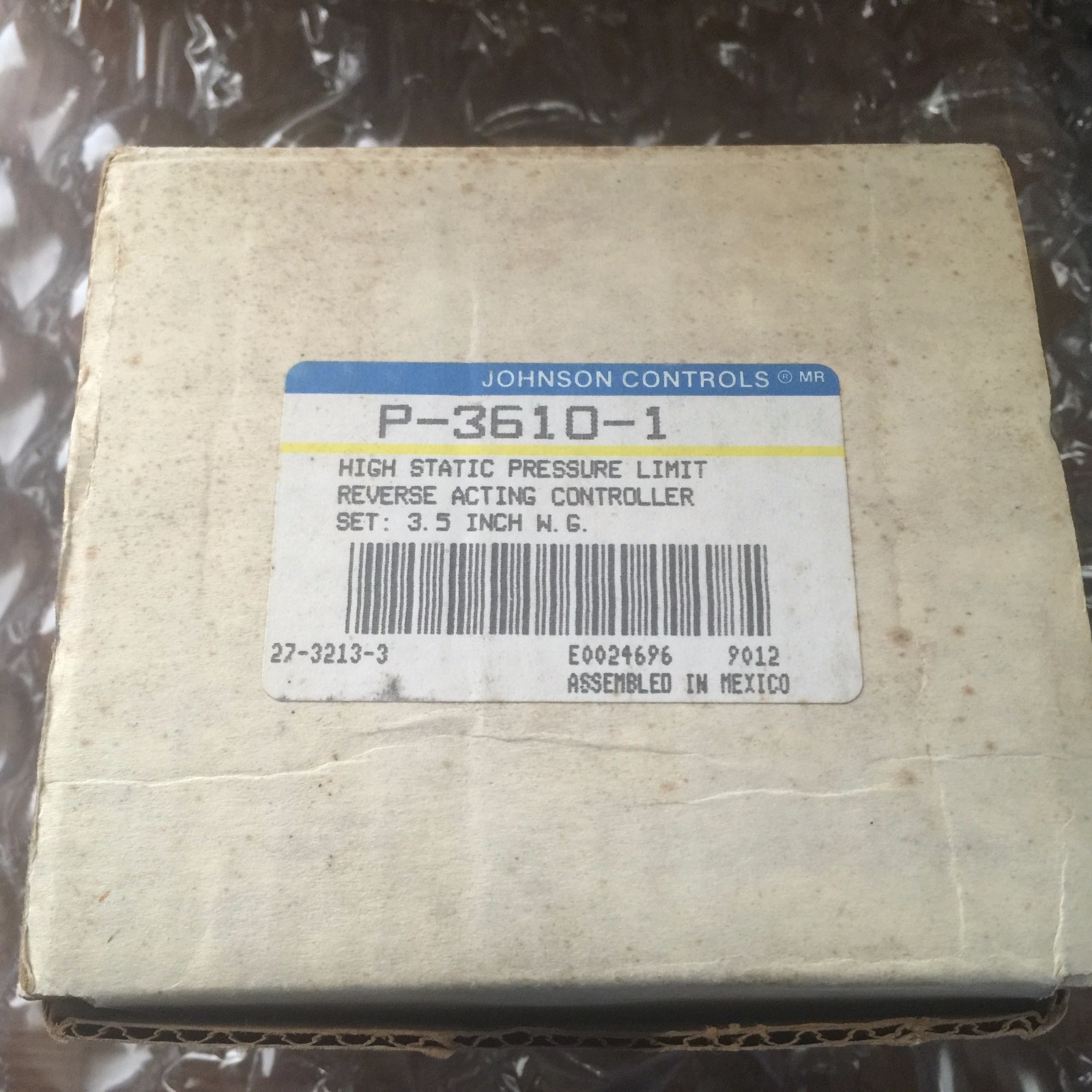 NEW JOHNSON CONTROLS P36101 STATIC PRESSURE LIMIT REVERSE ACTING