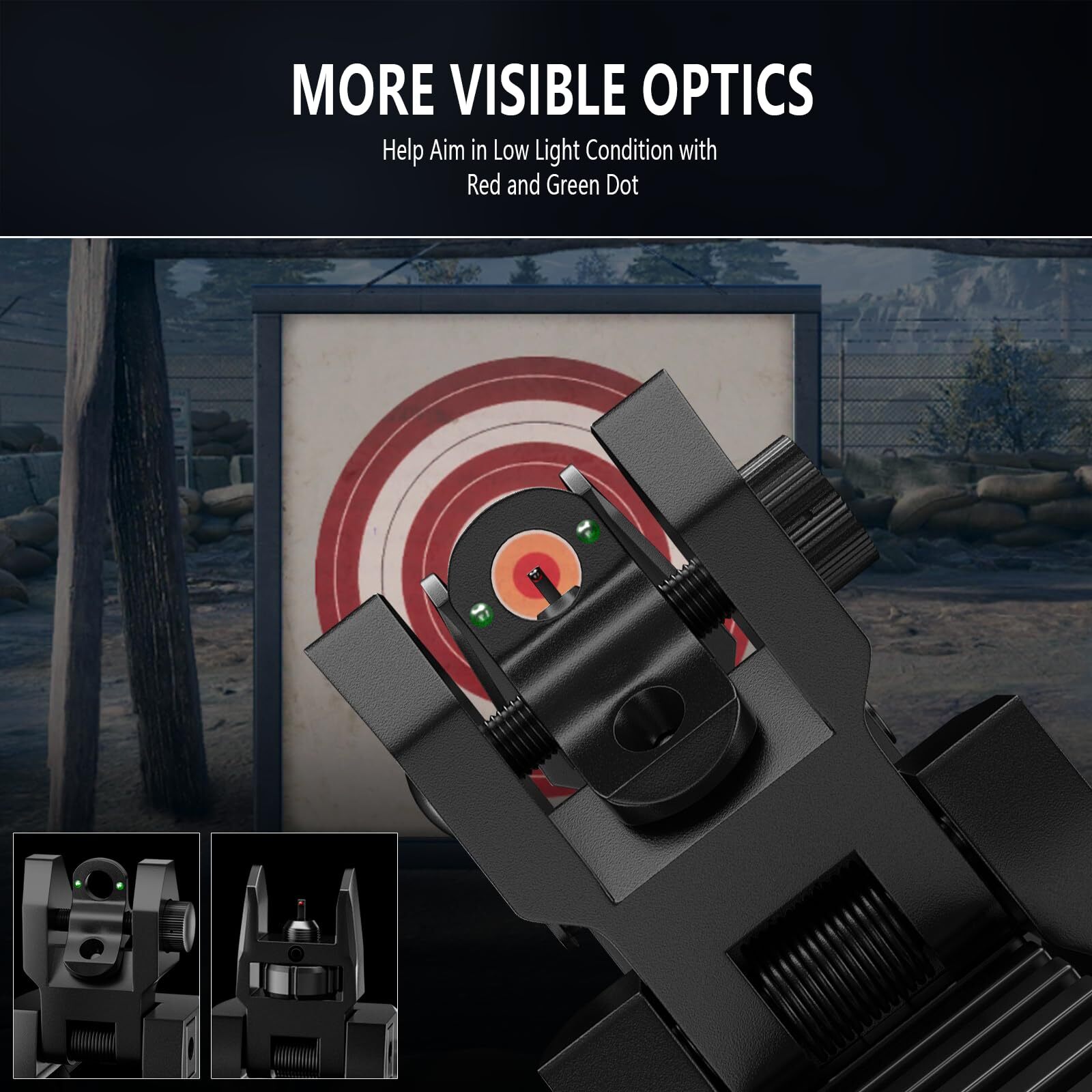 Fiber Optic Iron Sights Flip Up Iron Sight Front Rear Sight for Picatinny Weaver