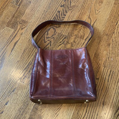 Oroton Smooth Nut Brown Genuine Australia Leather Shoulder Bag Purse