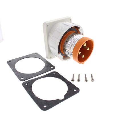 Hubbell Watertight IEC Pin & Sleeve Flanged Inlet 100A 125/250VAC 3P4W C4100B12W
