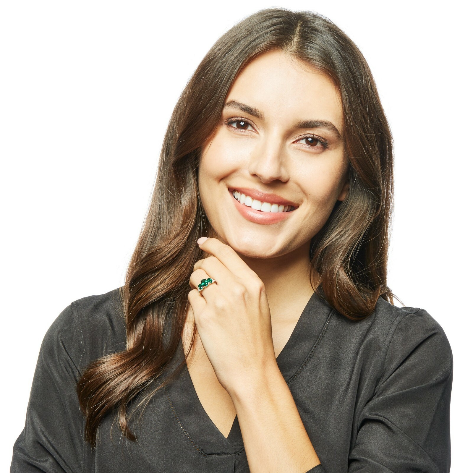 Pre-owned Tiffany & Co 10k White Gold Created Emerald And Diamond Accent Ring - Green