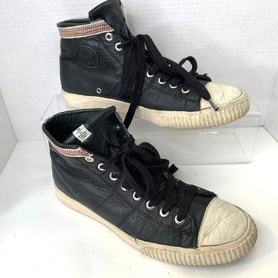 Visvim Cubism 2001 High Top Sneakers Mens 8 Black Leather Red Band Kiefer Hi
