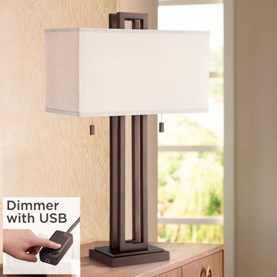 Gossard Industrial Table Lamp 30'' Tall Bronze Metal with USB Dimmer for Bedroom