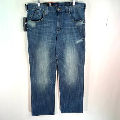 Rock & Republic Denim Blue Jeans Mens Size 38 Mid Rise Distressed 38X32