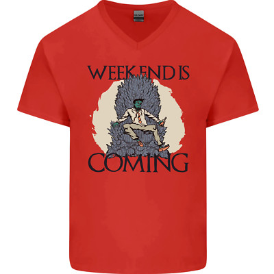 Weekend Funny Beer Cider Wine Alcohol Gin Mens V-Neck Cotton T-Shirt