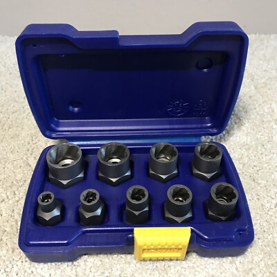 Irwin Hanson Bolt Extractor Set 9PC 1/4''-3/4'' With 3/8'' Drive Model 54009 USA