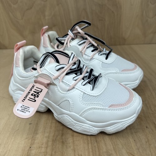 Fashion Sport U-Bali Women's Sneakers Sz 4.5 M White Pink