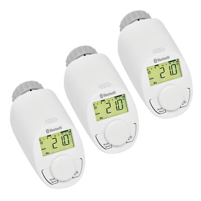 Eqiva Bluetooth Smart Elektronik-Heizkörperthermostat 3er Set, mit App-Steuerung