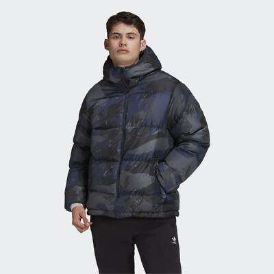 

Adidas Originals Down Camo Puffer Jacket Мужская ночная темно-синяя зимняя верхняя одежда, Синий, adidas Originals Down Camo Puffer Jacket