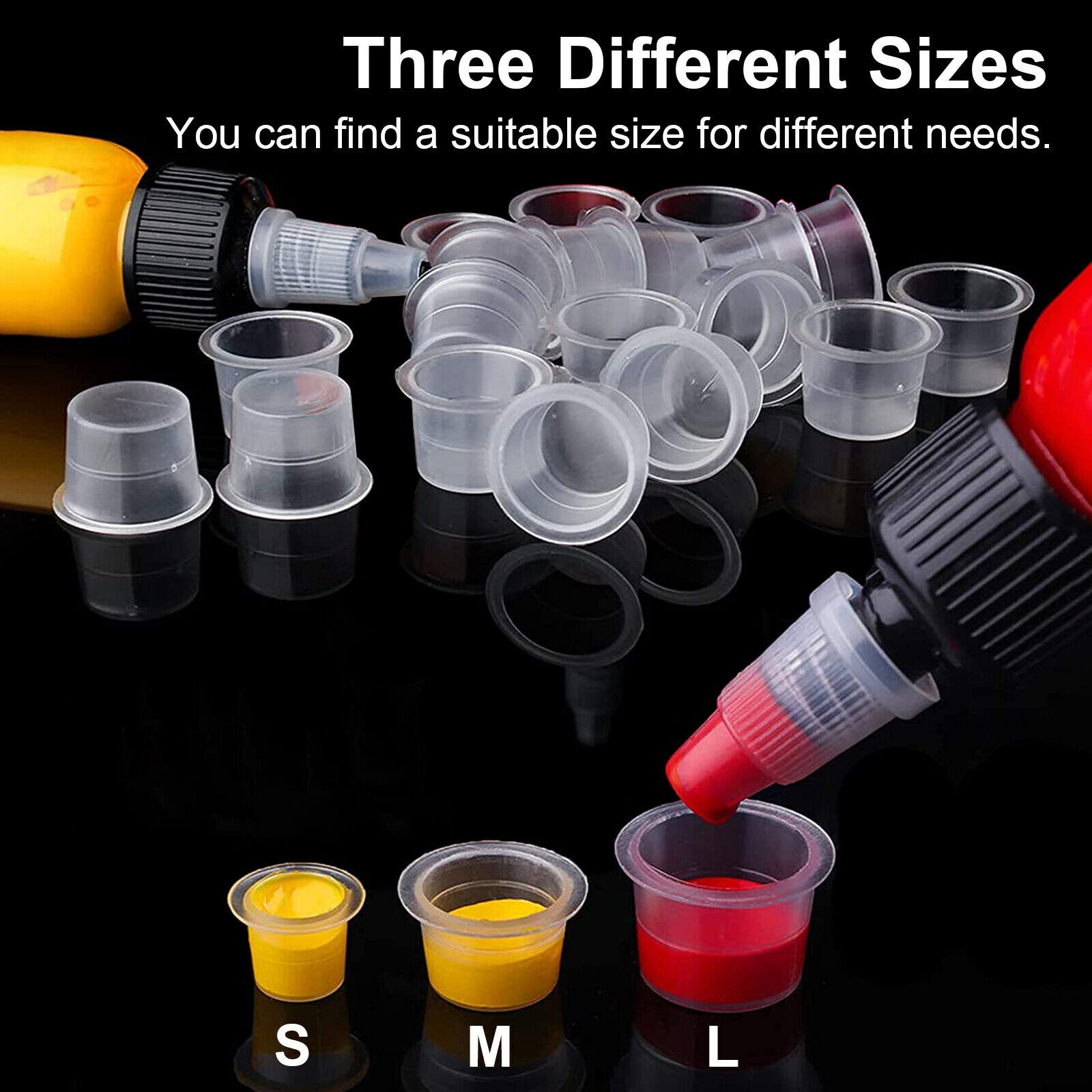 100/500 Pcs Ink Caps Plastic Cups Tattoo Supplie