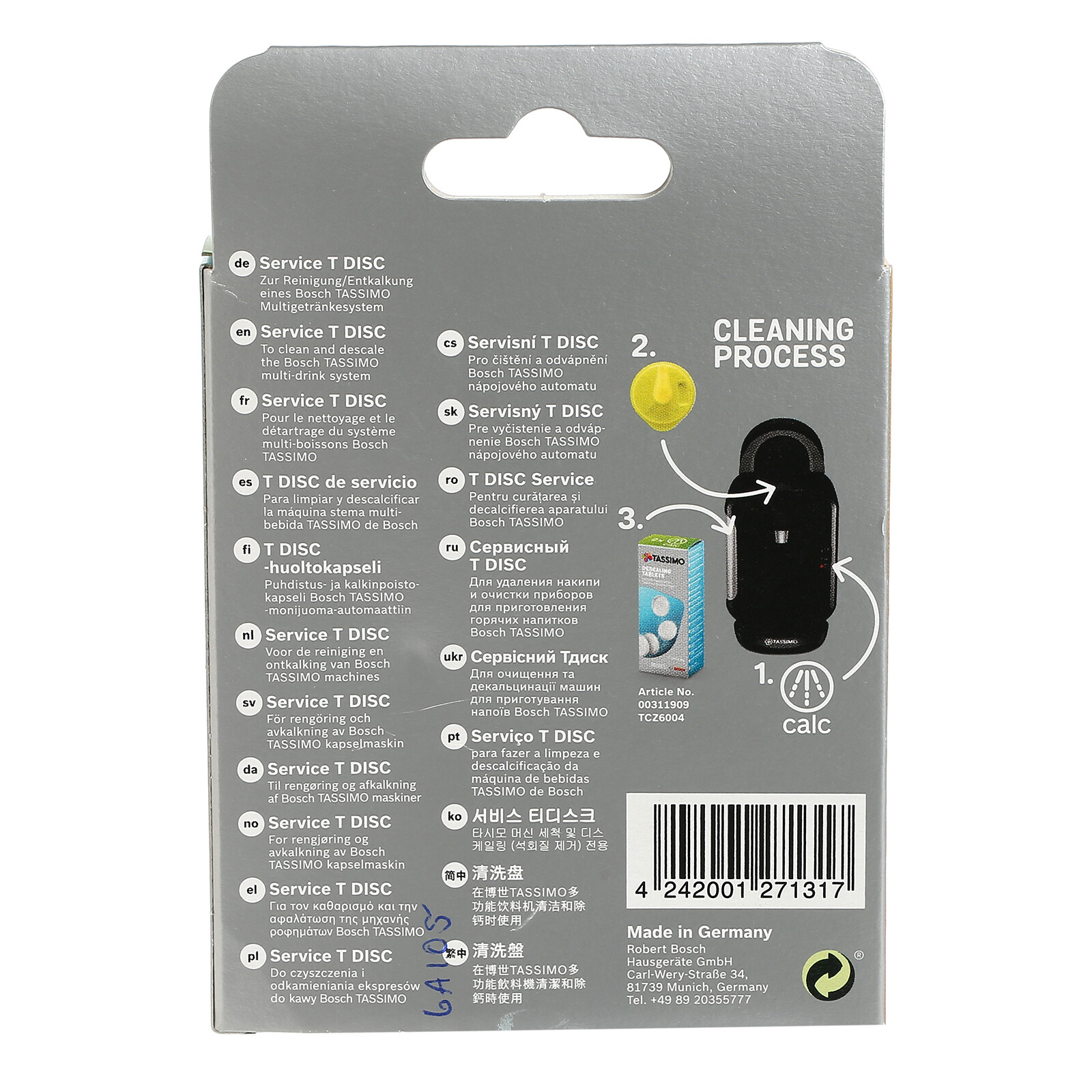 Bosch / Braun Tassimo Service cleaning DESCALE DISC, T20, T40, T65, T65 eBay