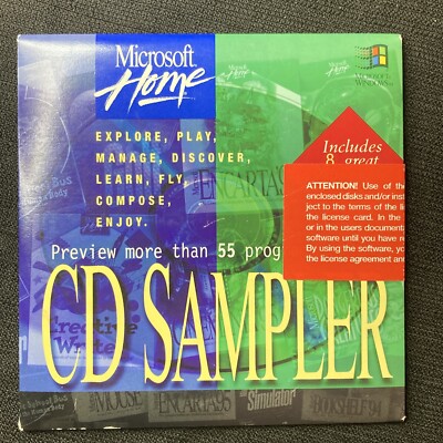Rare Microsoft Home 1995 CD Sampler Classic Windows Retro Games Programs Sealed