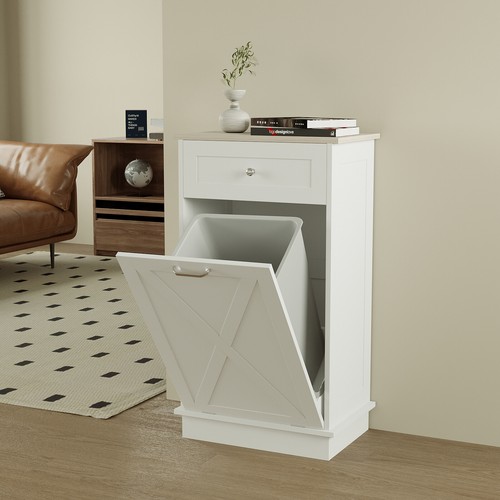 ELECWISH Kitchen Storage Tilt Out Trash Can Cabinet dual purpose with Drawers