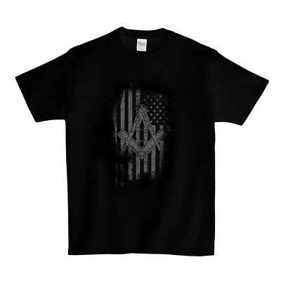 Masonic Logo & US Flag Subdued T-Shirt - Black