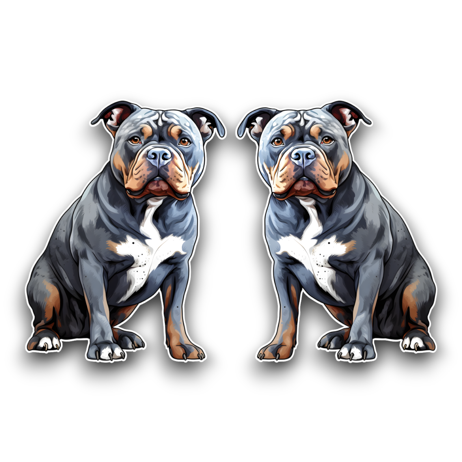 2x Small American XL Bully Puppy Dog Watercolour Vinyl Sticker