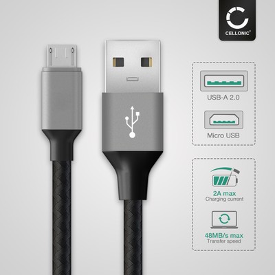  USB Kabel für Archos 101 internet tablet 80 Xenon 70b Copper Ladekabel 2A grau