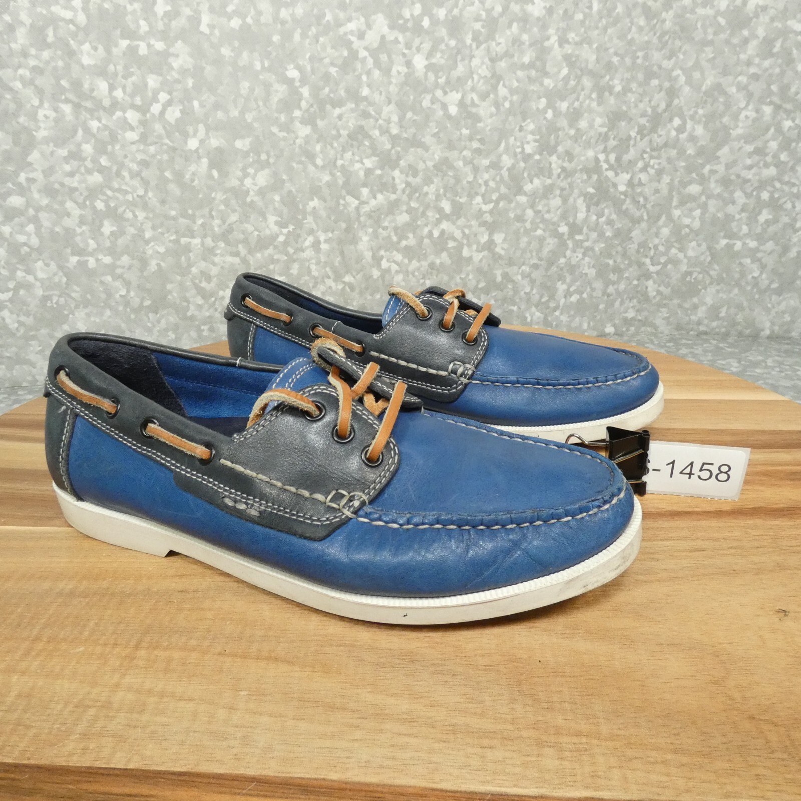Cole Haan Boat Shoes Mens 7M Blue Leather Lace Up Loafer Cole Haan Boat Shoes Mens 7M Blue Leather Lace Up Loafer