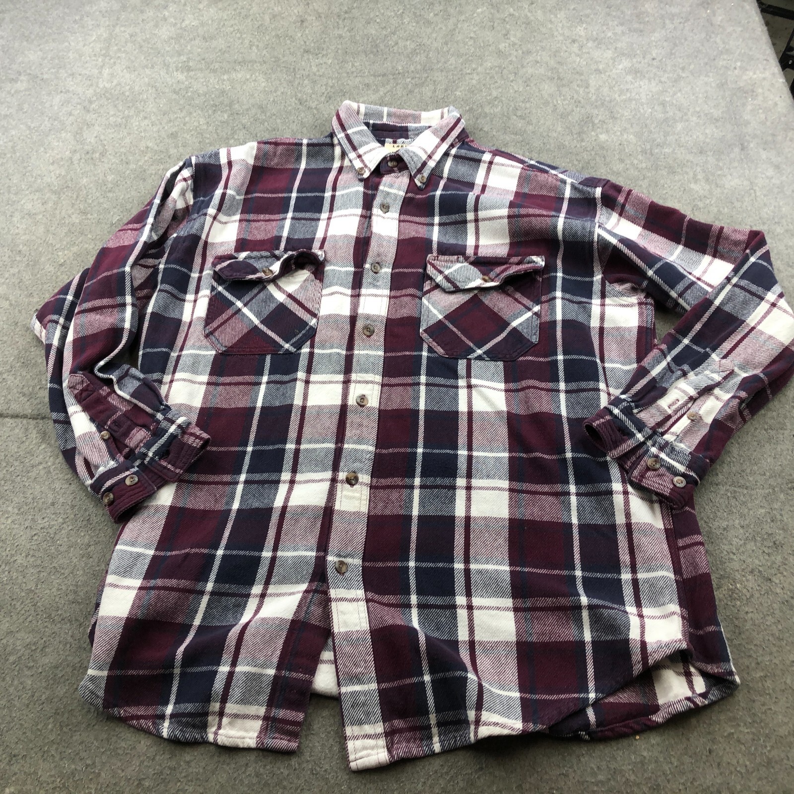 Lakin & Mickey Flannel Shirt Men XL Purple Plaid Button Thick Workwear Key
