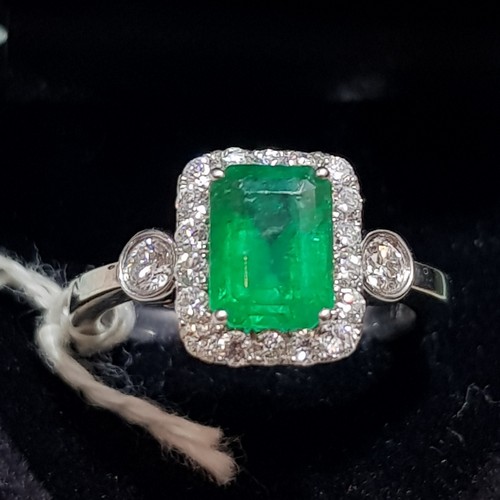 Real Emerald Wedding Ring White Gold Diamond Emerald Ring Women Emerald Rings