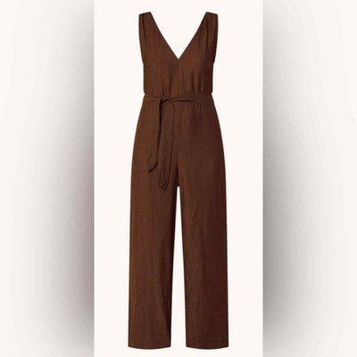 Mango Nora jumpsuit with belt brown size small NEW