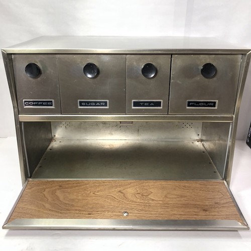 Vintage Aluminum Krestline Bread Box w/Drawers Canisters Speko Products Chicago