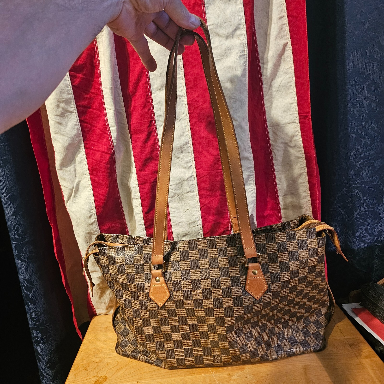 【希少】 LOUIS VUITTON Damier Ebene Pattern Coated Canvas Louis Vuitton Damier Ebene Monogram Coated Canvas Pochette