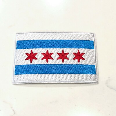 City of Chicago Illinois Flag Patch Embroidered Iron On / Sew On