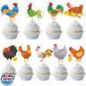 Yoyuspy Chicken Birthday Party Decorations - 36PCS Chicken Cupcake Toppers Decoration Chick Cupcake Picks Decor Farm Themed Baby Shower Supplies
