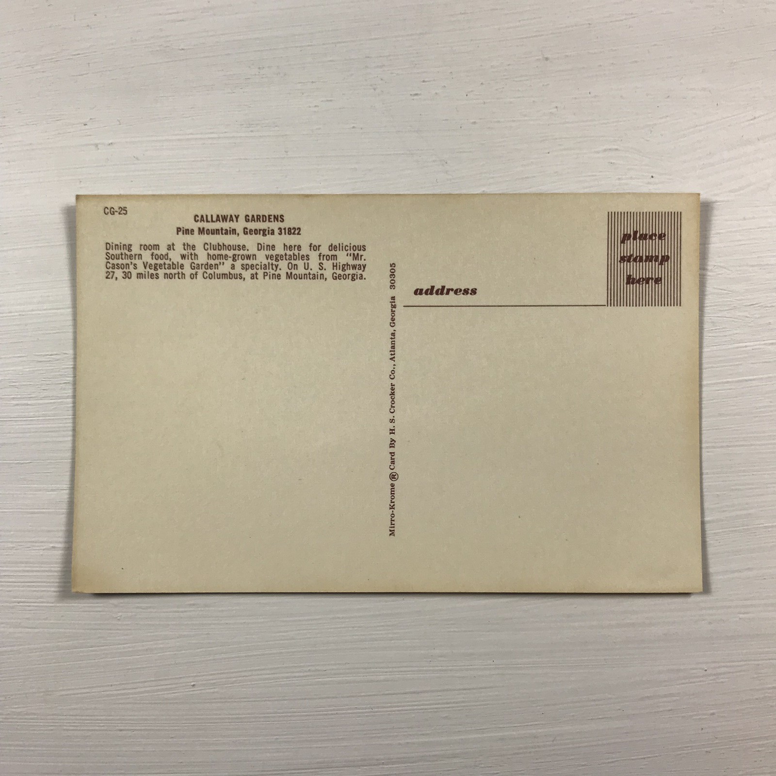 Callaway Gardens Clubhouse Dining Room Pine Mountain Georgia GA Vintage Postcard