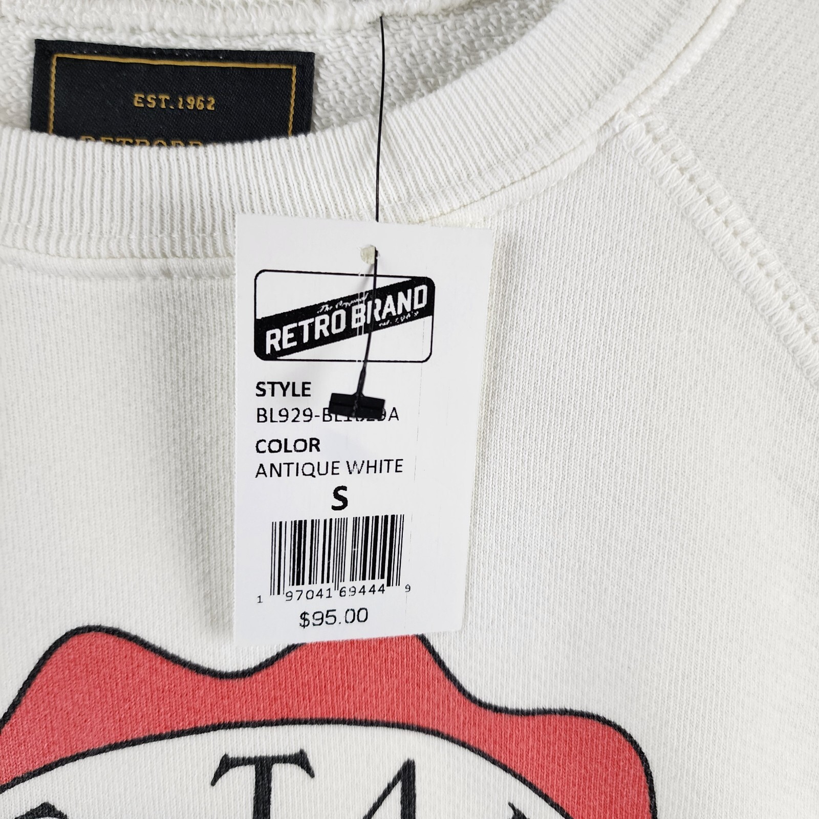 Retro Brand Graphic Sweatshirt Women's S Antique White Crewneck Long Sleeves~ - Picture 6 of 14