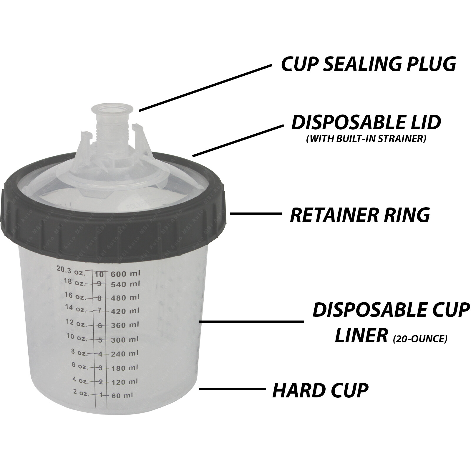 New Disposable Spray Paint Gun Plastic Liners & Lids Kits 20ounce