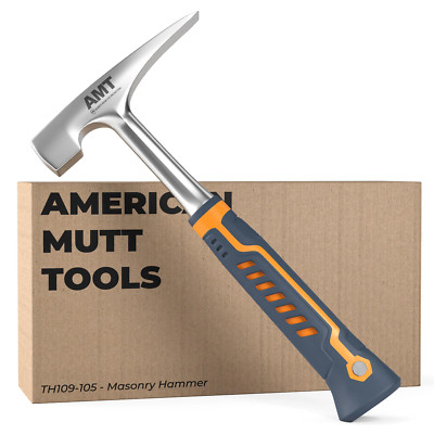 American Mutt Tools Brick Hammer   20oz Masonry Hammer with Ergonomic Handle   S