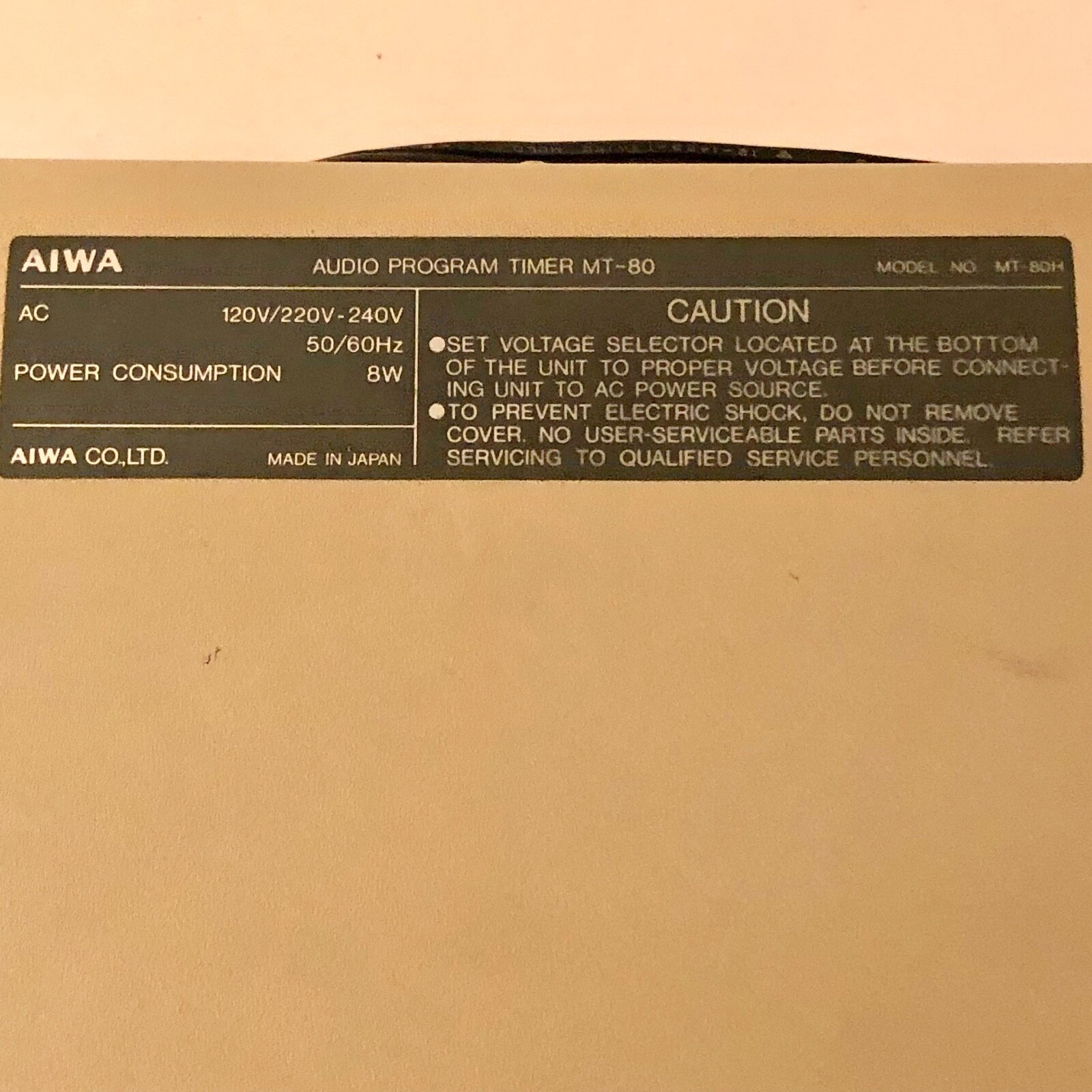 AIWA MT-80 Audio Program Timer Model MT-80H