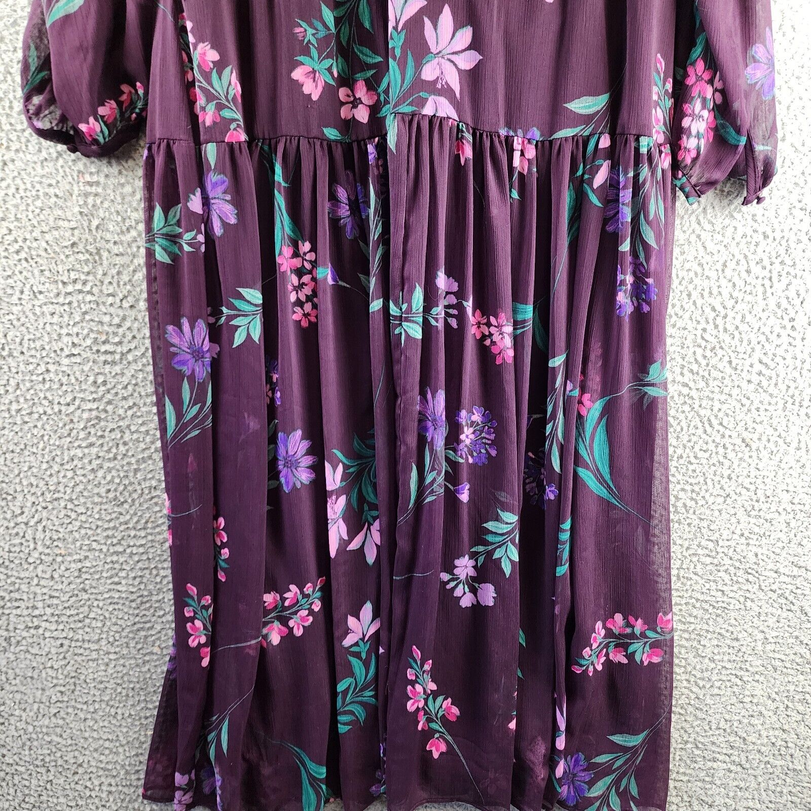 Calvin Klein Plus Size Floral Wrap Dress Women's 20W Eggplant Multi Back Zip - Picture 4 of 12