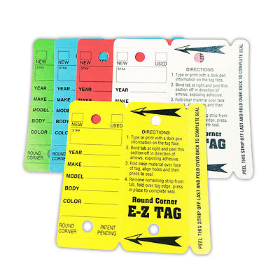 CarBowz Round Corner Dealer Key Tags Self Laminating Yellow 