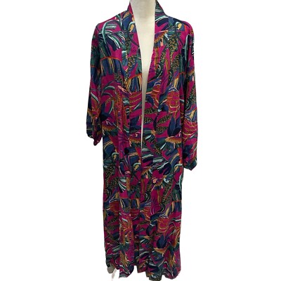 Anna & Ava NWT Magenta Tropical Parrot Print Full-Length Duster Kimono Coverup