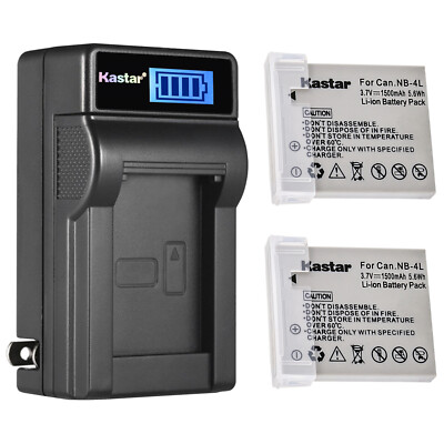Kastar Battery LCD Wall Charger for Canon NB-4LH & Canon Digital IXUS 60 IXUS 65