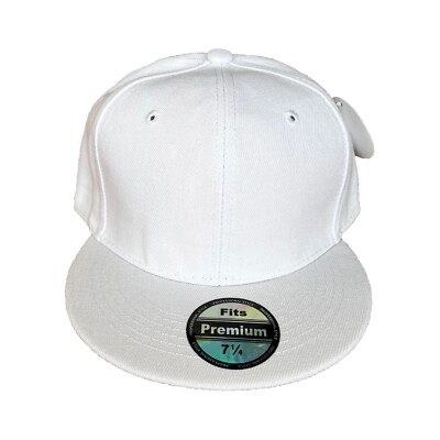 Premium Solid Plain Blank Fitted Cap Baseball Cap Hat Flat Bill Brim NEW
