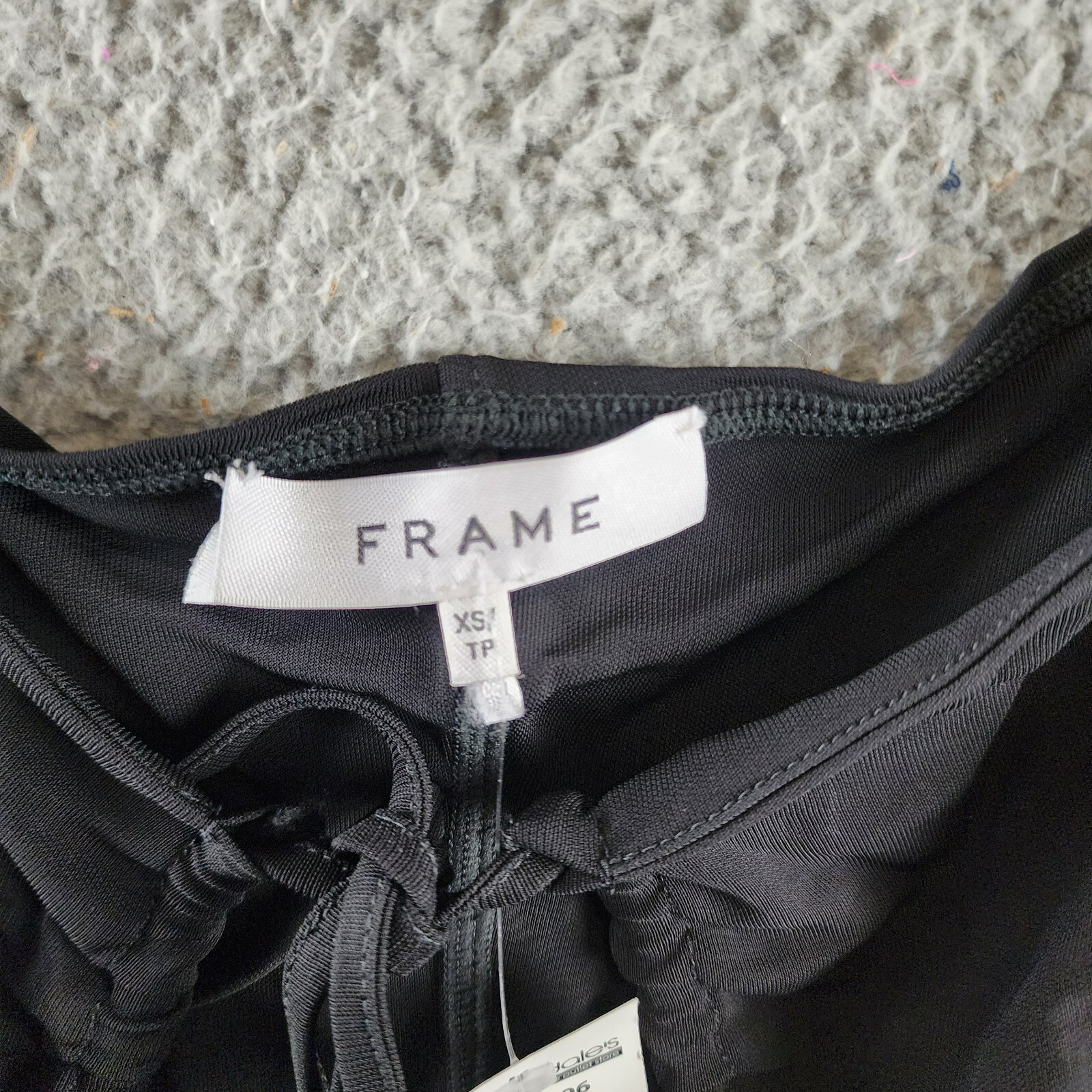 Frame Strappy Knit Top Women's XS Black Scoop Neck Nape Self-Tie Pullover L/S - Picture 5 of 13