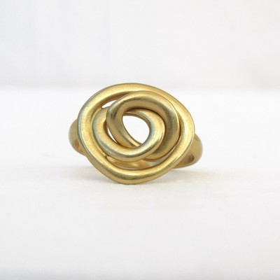 Pre-owned Handmade 18k Gold Ring, Gold Statement Ring, 3 Gold Link Ring, Cocktail Ring, Solid Gold