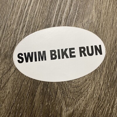 Swim Bike Run Triathlon Ellipse 5in Sticker for Any Surfaces Black on White