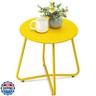 danpinera Outdoor Side Tables with Flower Cut Outs, Weather Resistant Steel Patio Side Table, Small Round Outdoor End Table Metal Side Table for Patio Yard Balcony Garden Yellow