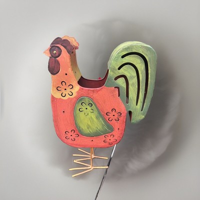 Tin Rooster Tealight His Back End Opens Up To Put Your Tealight In
