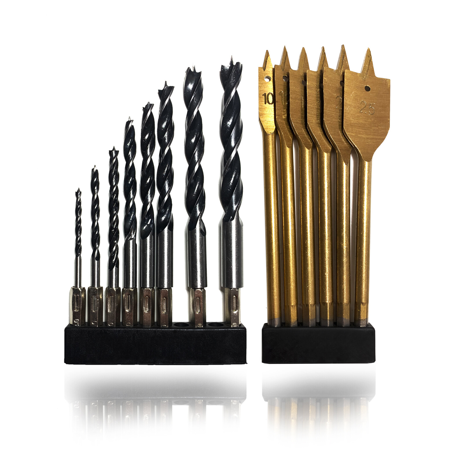 Bohrer Set 14-teilig Titan beschichtete Hochleistungs Holzbohrer Flachholzbohrer