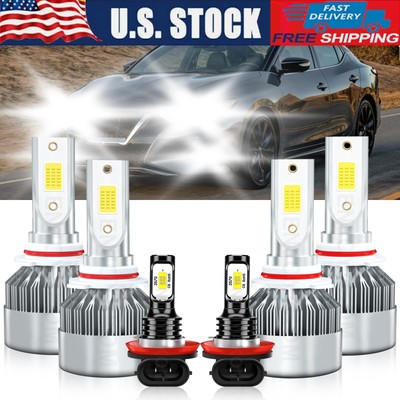 For Nissan Maxima 2008 LED Headlight High Low Beam Fog Light Combo Bulbs Kit