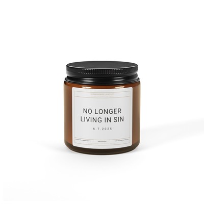 Custom No Longer Living In Sin Funny Wedding Candle Engagement Bride Groom Gift