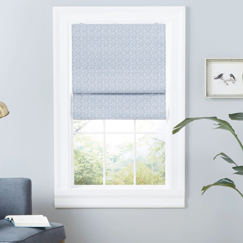 Exclusive Home 100% Blackout Cordless Roman Shade, Chevron, Energy Efficient
