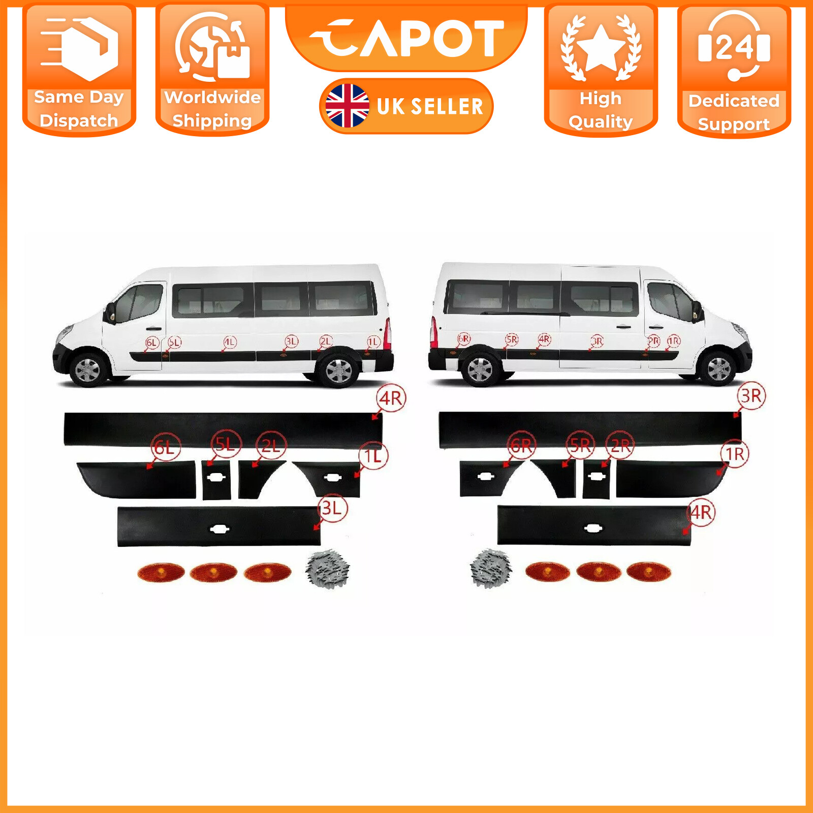 For Interstar 2010-2016 - Right & Left Side Moulding Strip with Side Marker Lamp