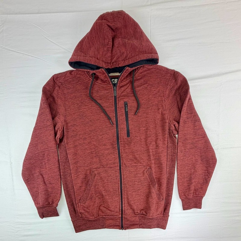 CSG Men's Space-Dye Full-Zip Hoodie Red Marled Size L